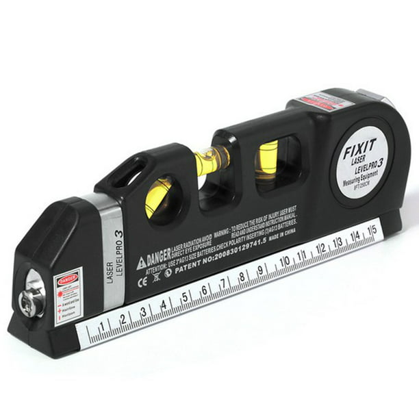 3 in 1 Laser Level w/ 8-Foot Measuring Tape & Triple-Positioned Leveling Bubble 